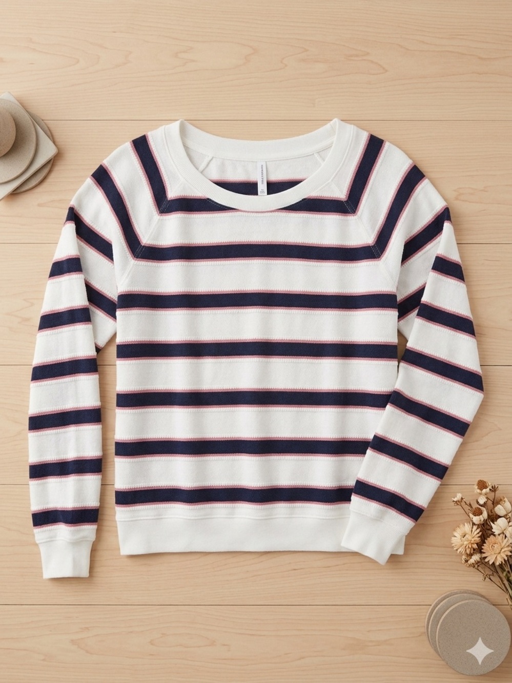 Southern Tide Striped Crewneck Sweater - White Navy Pink